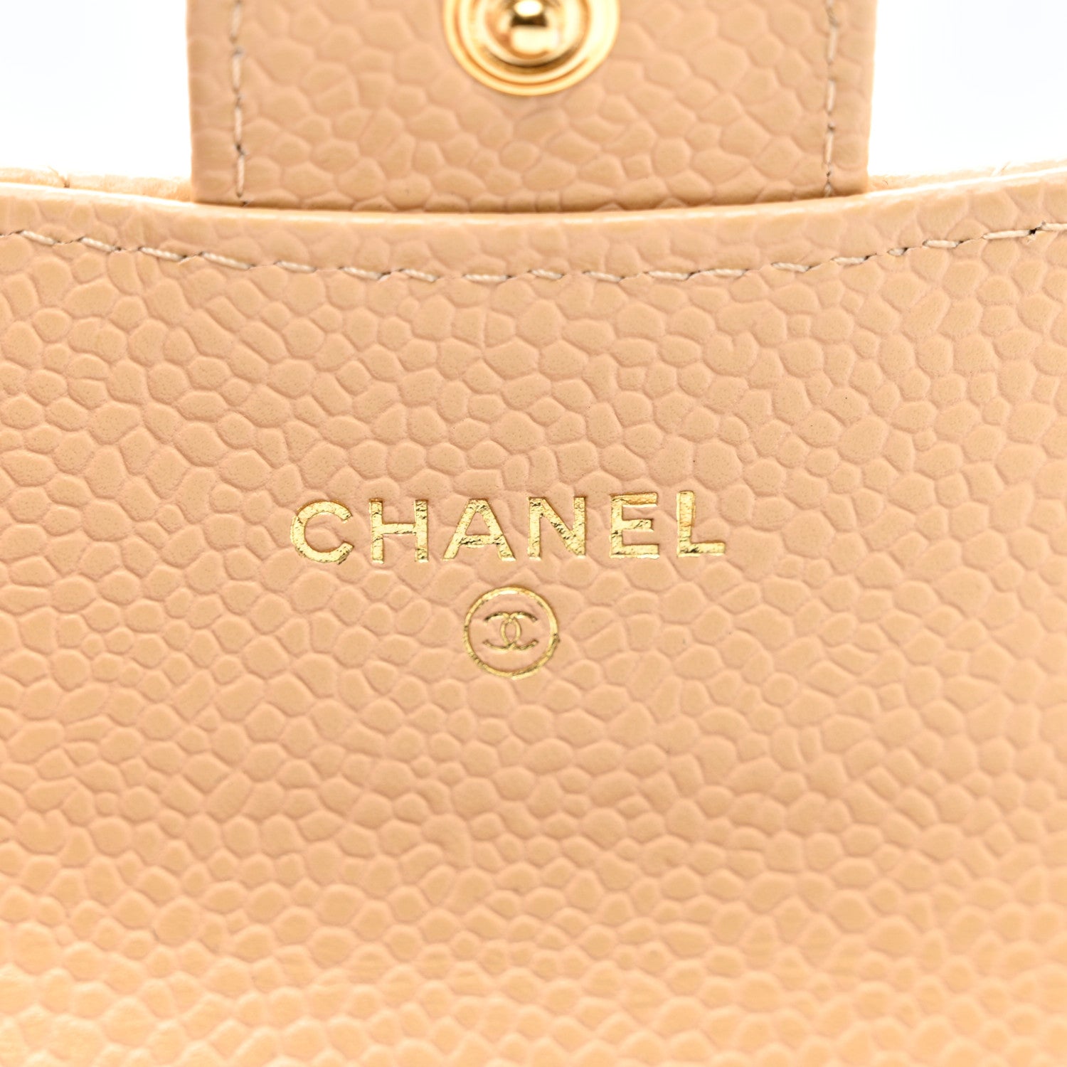 Chanel Caviar Quilted Flap Card Holder Wallet Beige 7 of 8