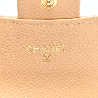 Chanel Caviar Quilted Flap Card Holder Wallet Beige 7 of 8