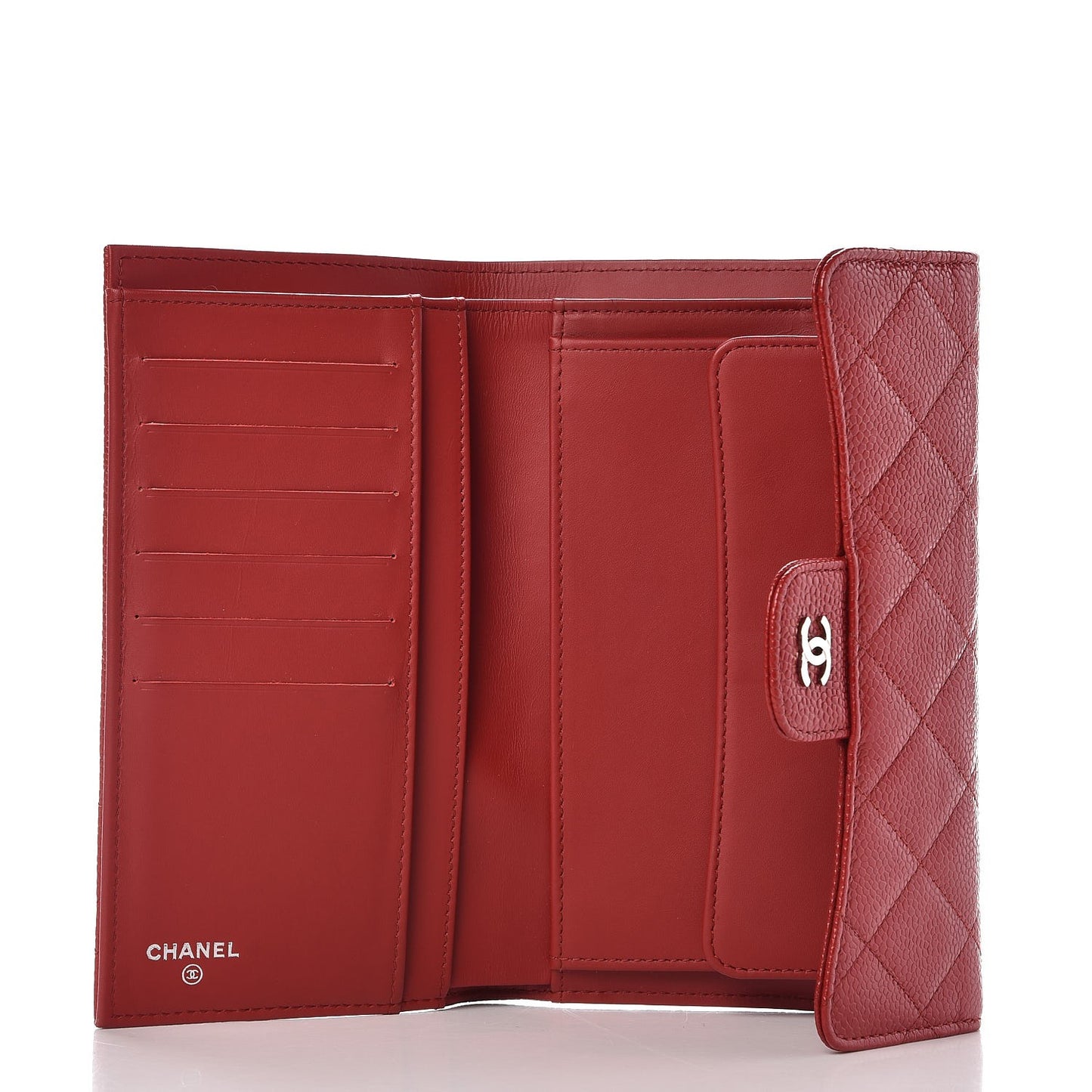 Caviar Quilted Large Flap Wallet Red