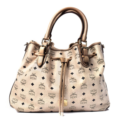 MCM Visetos Medium Drawstring Shopper Beige 1 of 5