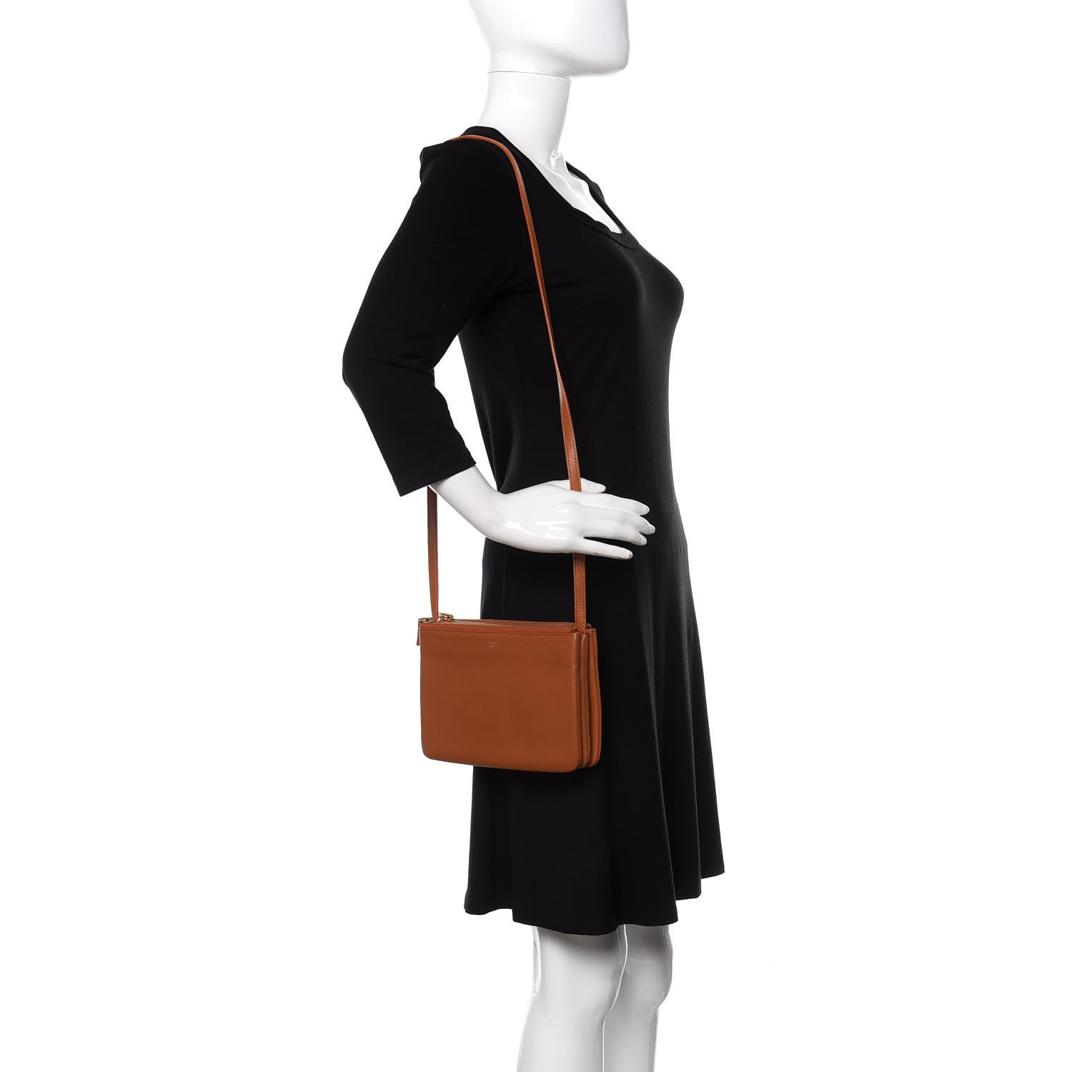 Celine Lambskin Small Trio Crossbody Bag Tawny 2 of 13