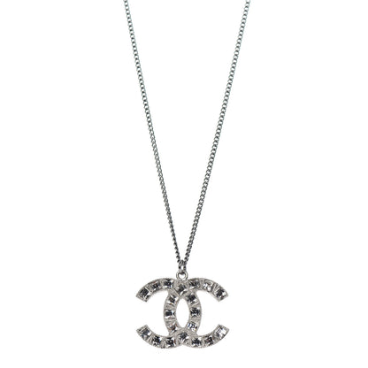 Chanel Baguette Crystal CC Necklace Silver 1 of 5