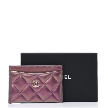 Chanel Iridescent Lambskin Quilted Card Holder Purple 14 of 14
