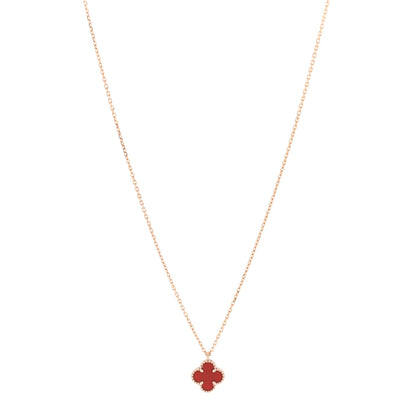 Van Cleef & Arpels 18K Rose Gold Carnelian Sweet Alhambra Pendant Necklace 1 of 6