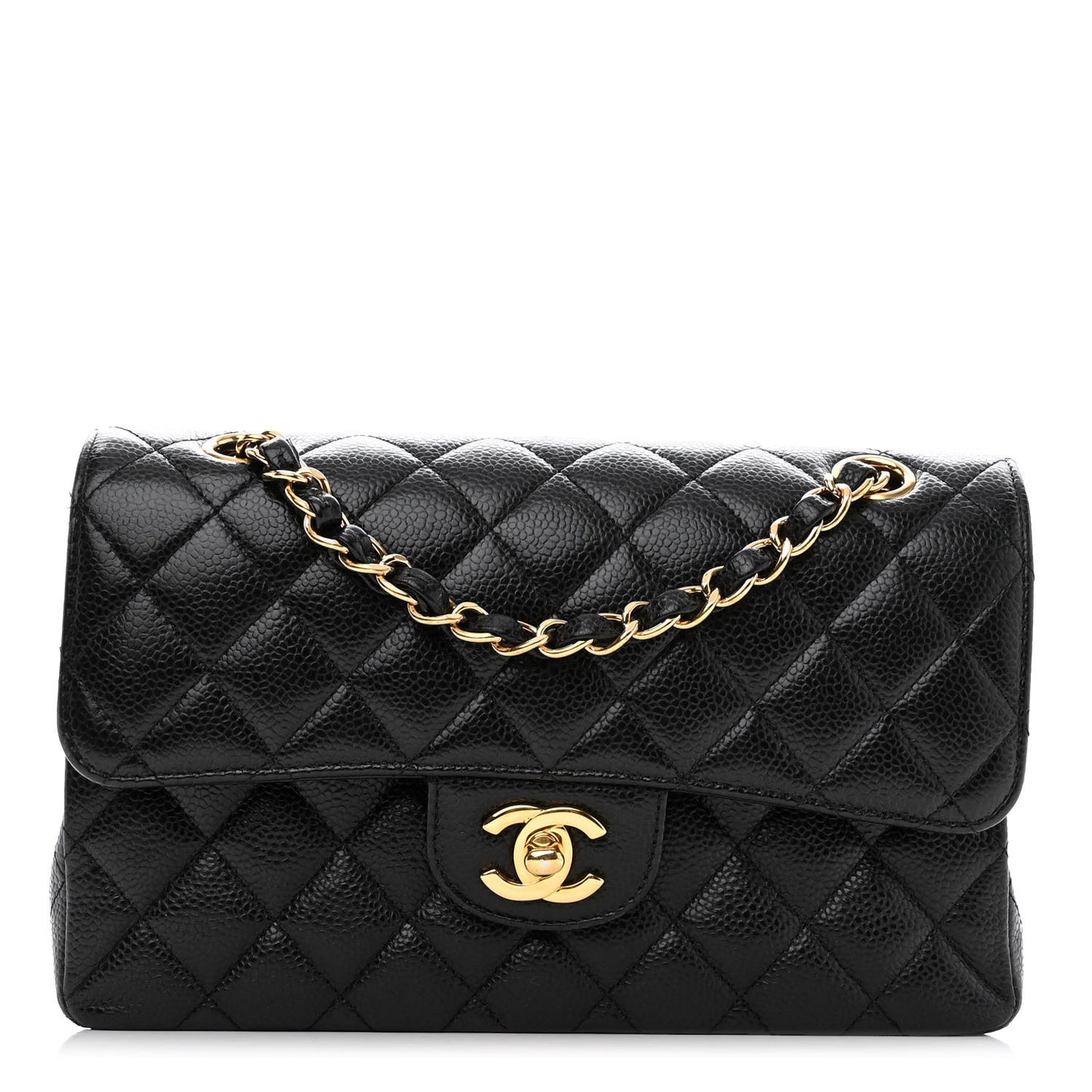 Caviar Quilted Small Double Flap Black