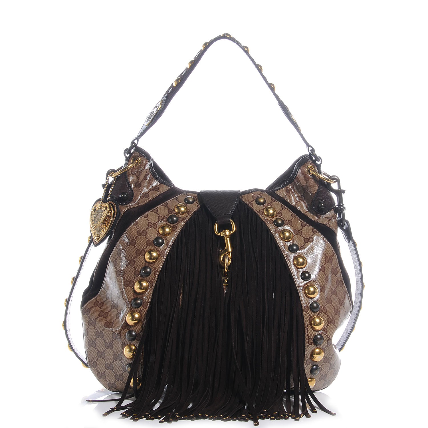 Gucci Crystal Monogram Fringe Babouska Hobo 1 of 7