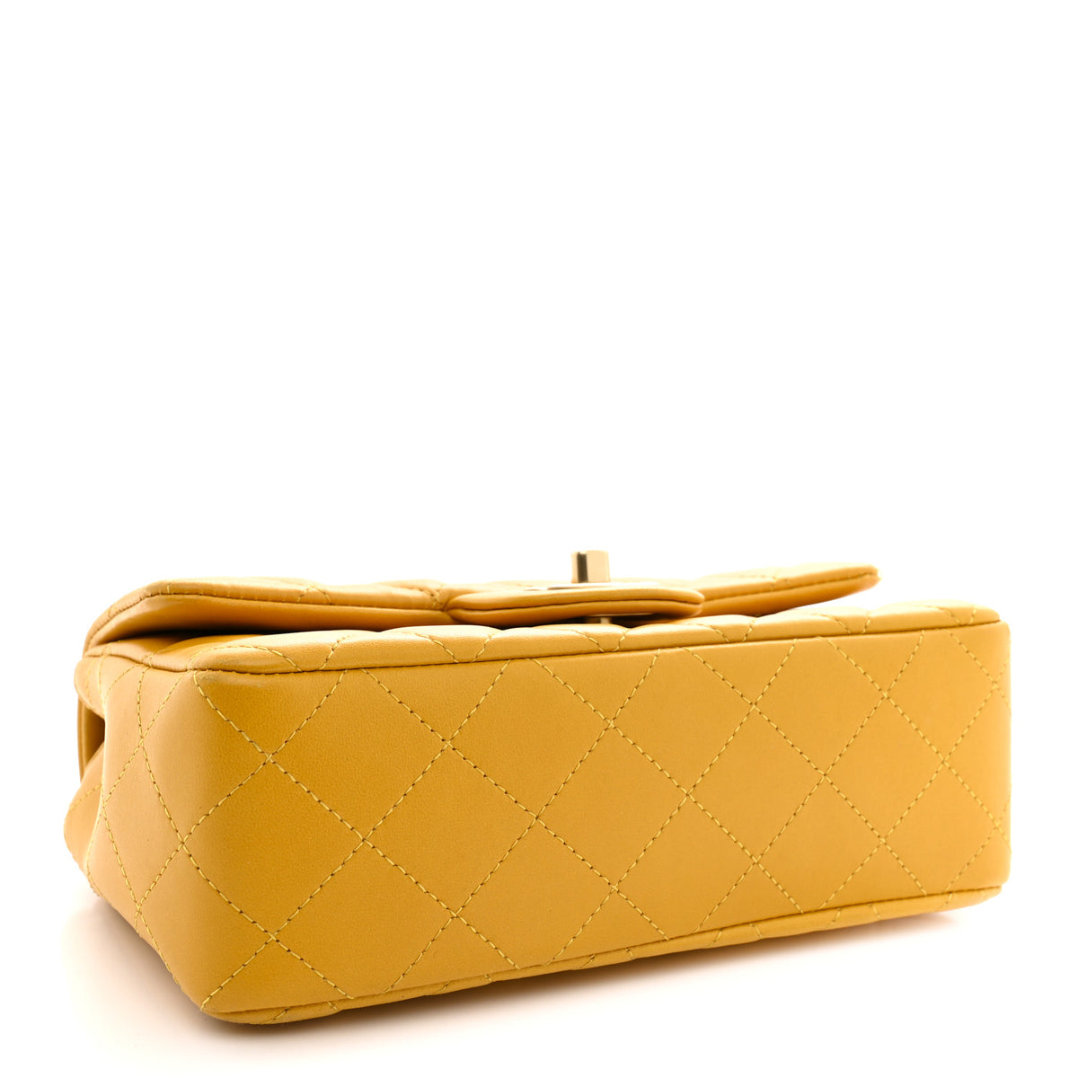 Lambskin Quilted Mini Rectangular Flap Yellow