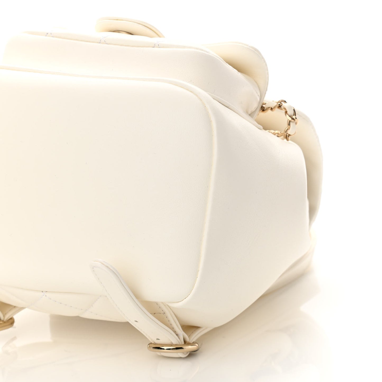 Lambskin Quilted Small Duma Drawstring Backpack White