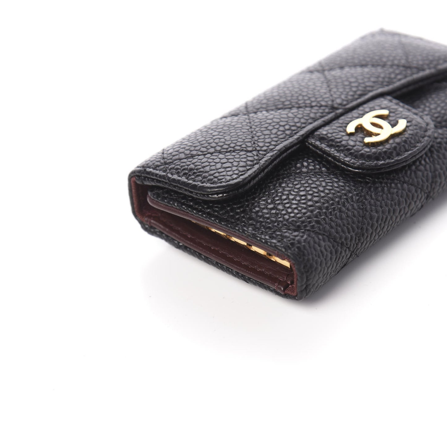 Caviar Quilted 6 Key Holder Black