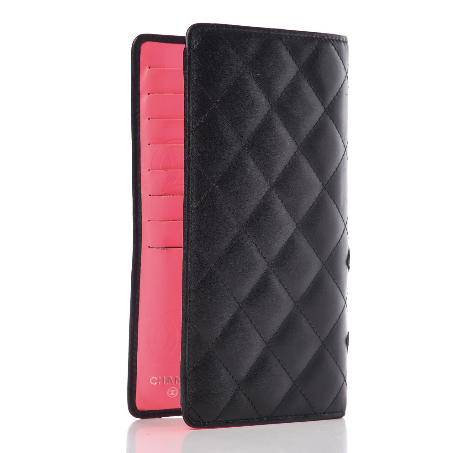 Calfskin Quilted Cambon Yen Wallet Black