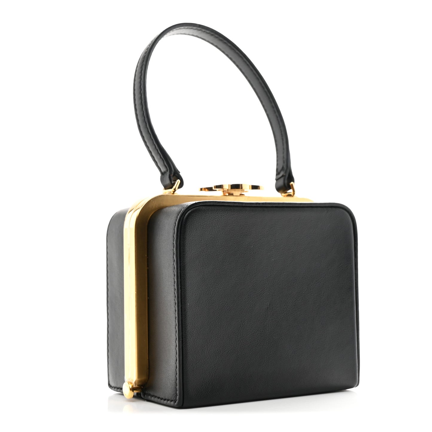 Shiny Calfskin Lana Triomphe Minaudiere Black