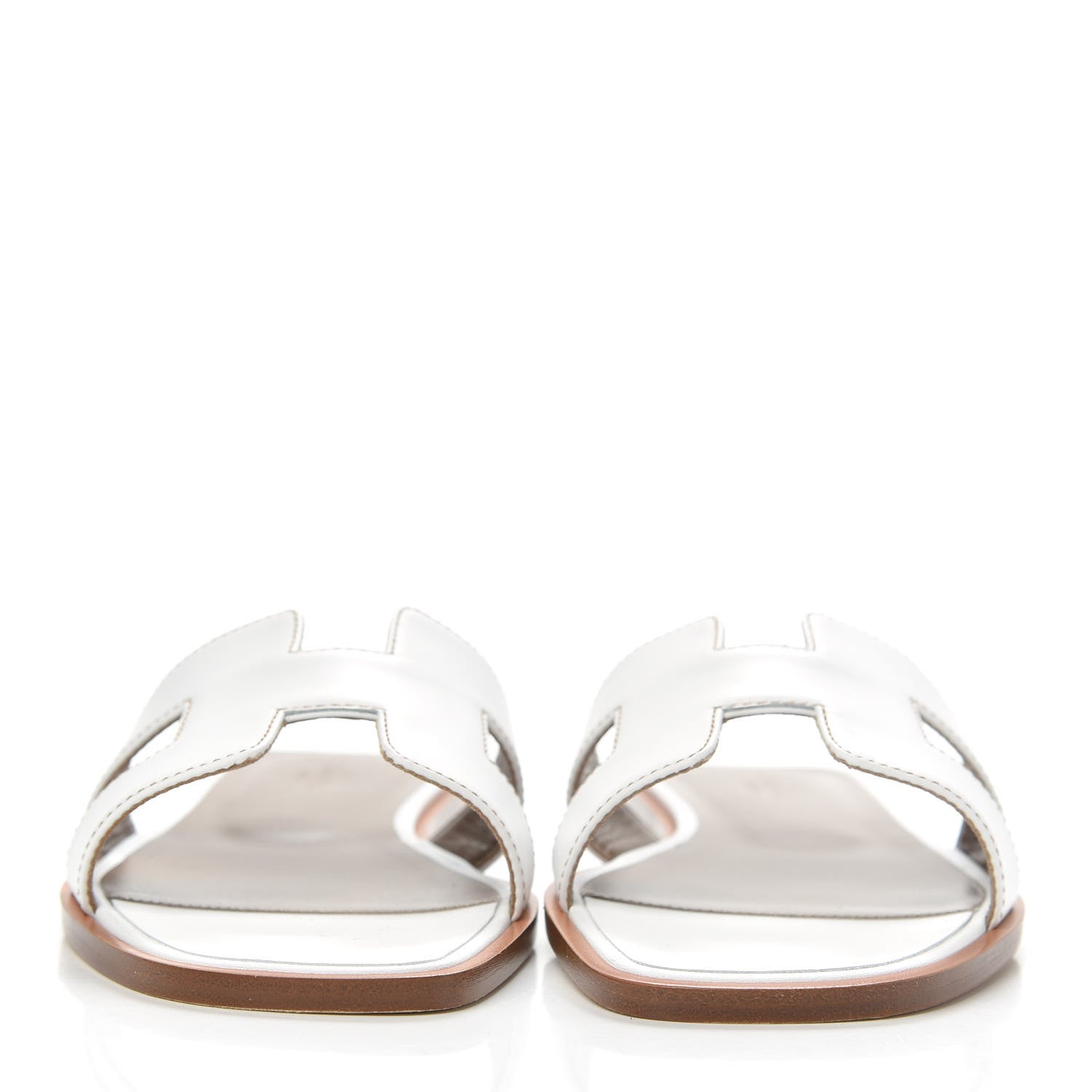 Hermes Box Calfskin Oran Sandals 37.5 White 2 of 9