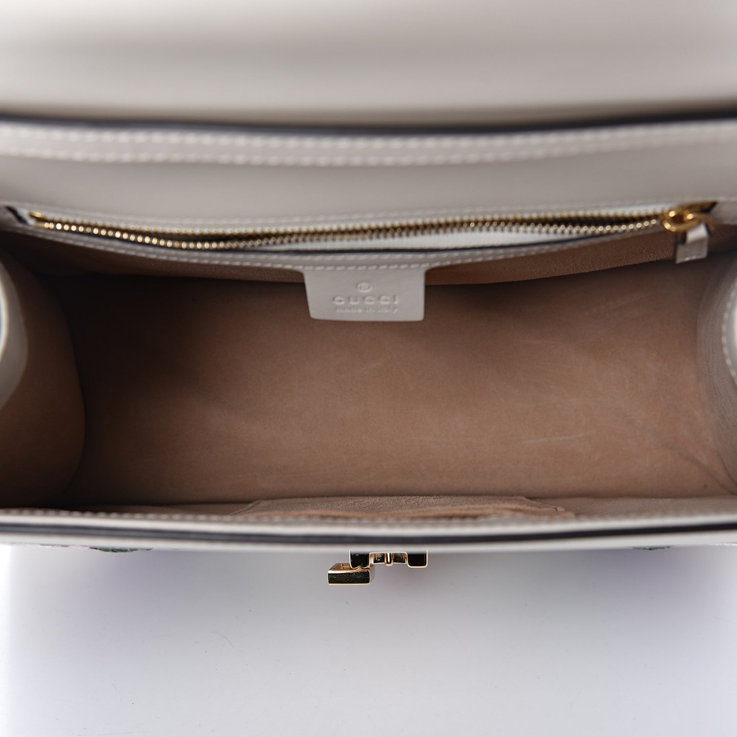 Calfskin Embroidered Medium Sylvie Top Handle Bag White