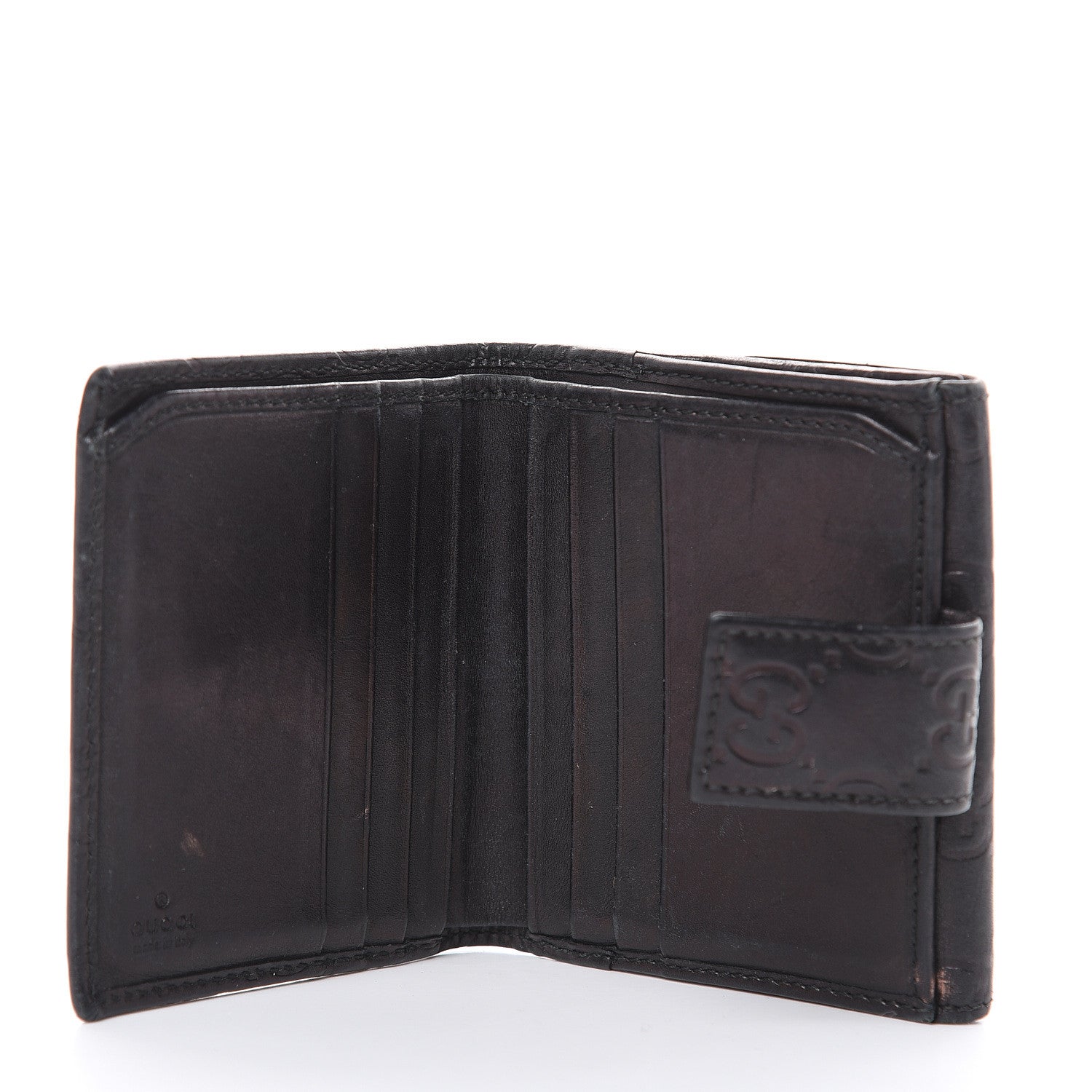 Gucci Guccissima Metal Bar French Flap Wallet Black 5 of 12