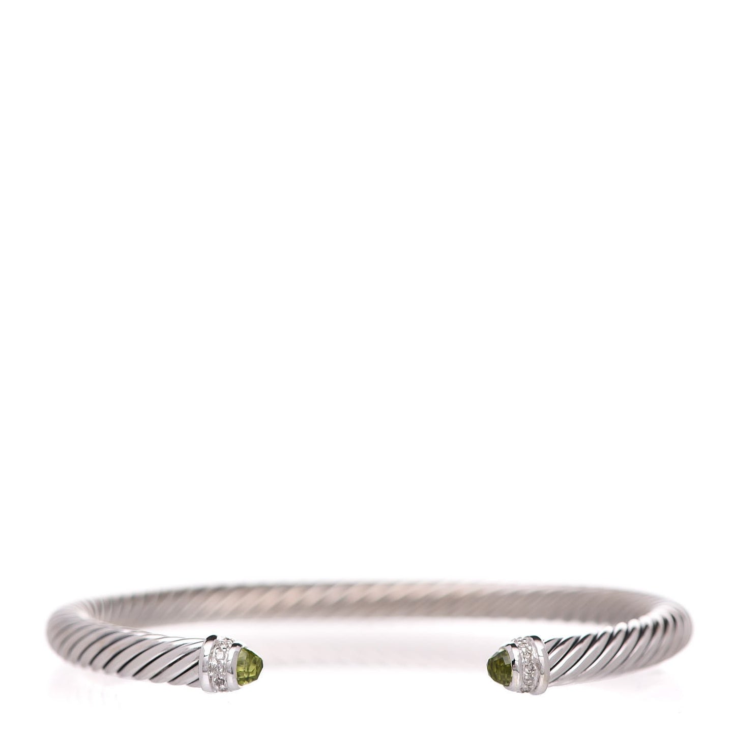 Sterling Silver Diamond Peridot 5mm Cable Classics Bracelet
