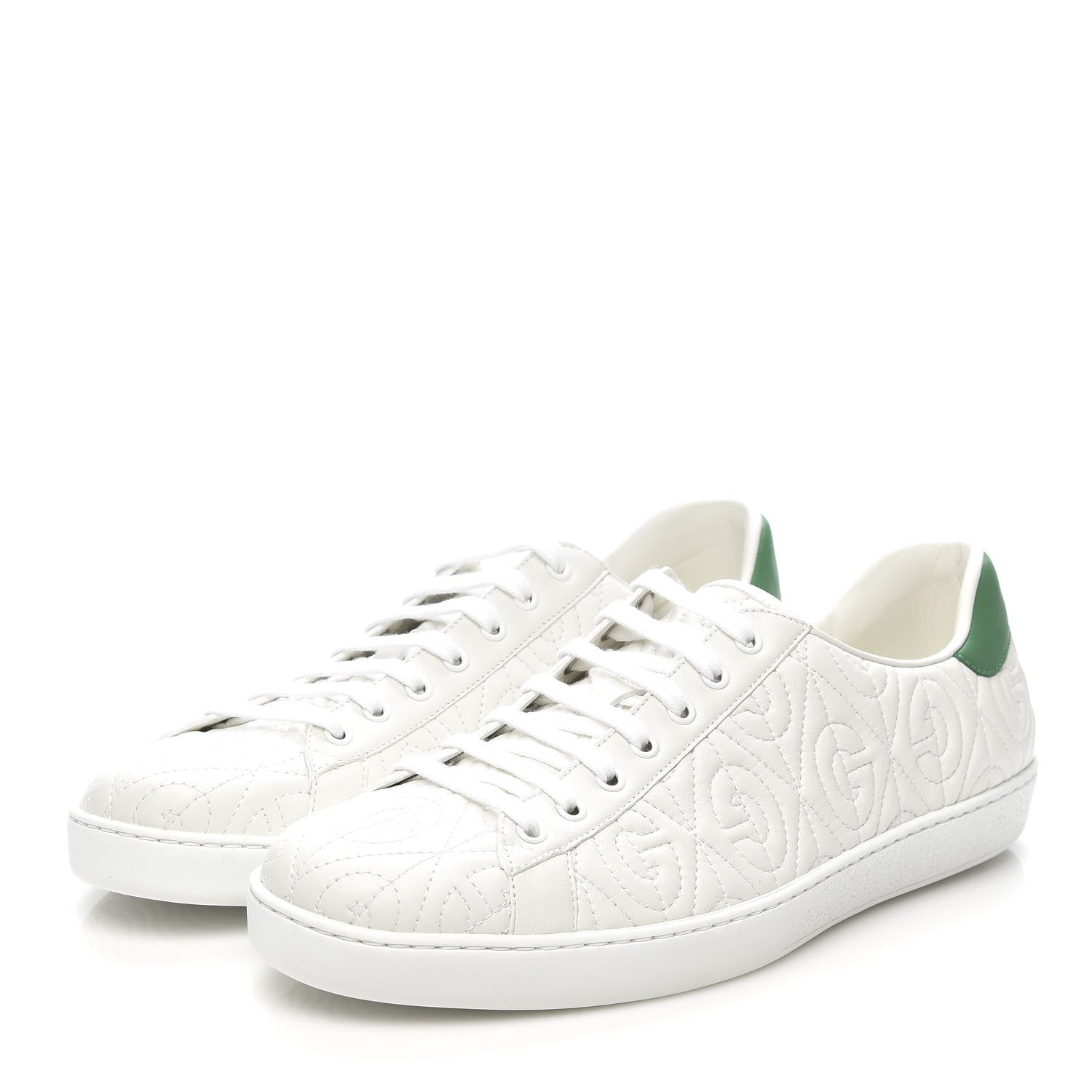 Gucci Nappa G Rhombus Mens Ace Sneakers 11 Great White Green 3 of 9