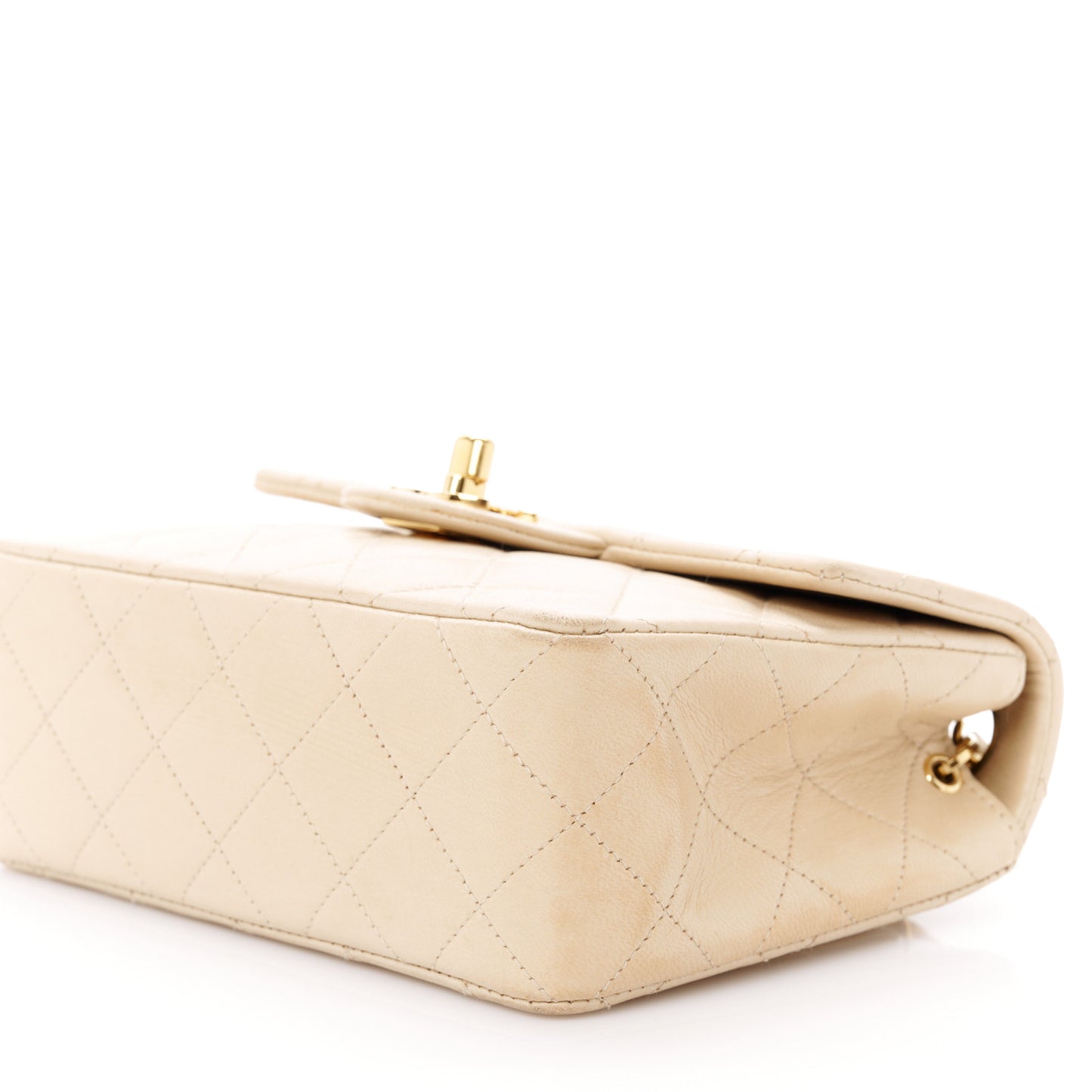 Lambskin Quilted Mini Square Flap Beige