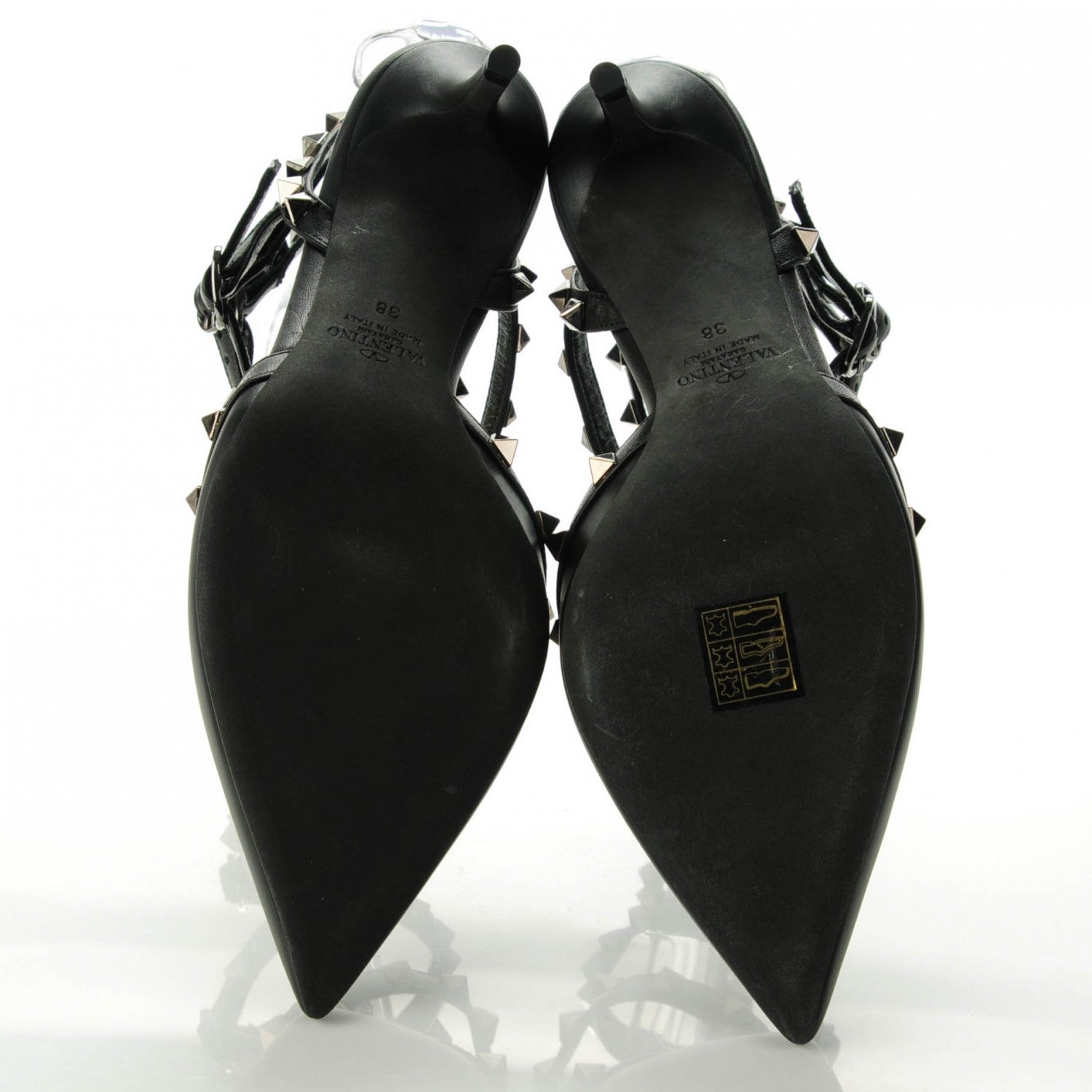Valentino Garavani Nappa Rockstud Ankle Strap Low Heel Pumps 38 Black 5 of 6