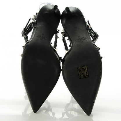 Valentino Garavani Nappa Rockstud Ankle Strap Low Heel Pumps 38 Black 5 of 6