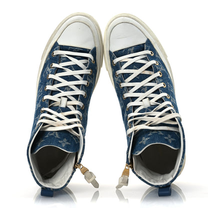 Louis Vuitton Denim Monogram Stellar Sneaker Boots 40 Bleu 2 of 15