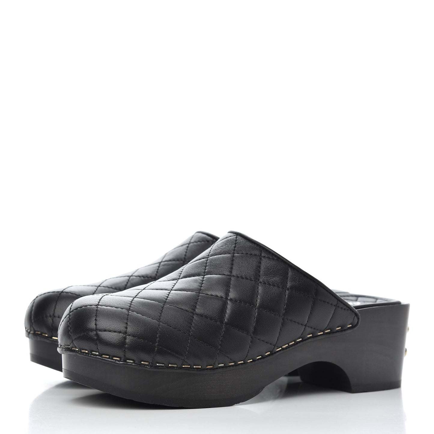 Lambskin Quilted CC Clogs 36 Black