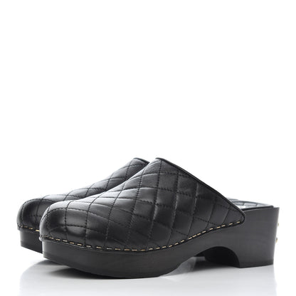 Chanel Lambskin Quilted CC Clogs 36 Black 3 of 10