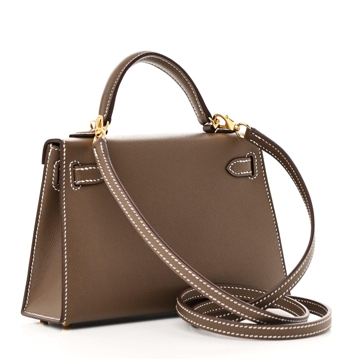 Madame Calfskin Mini Kelly Sellier 20 Etoupe