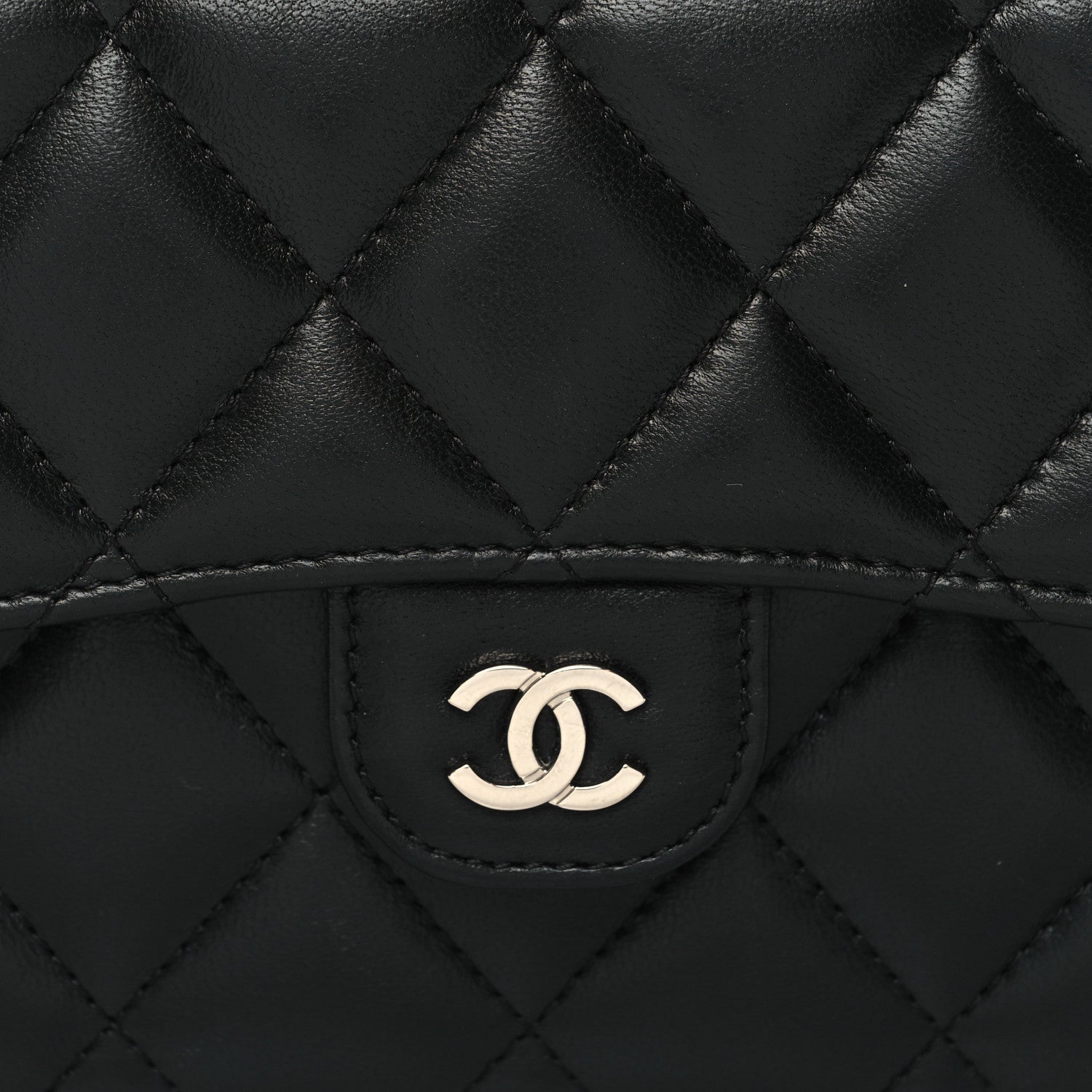 Chanel Lambskin Quilted Large Gusset Flap Wallet Black 9 of 13