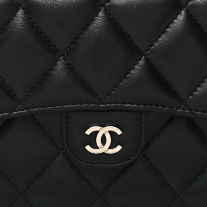 Chanel Lambskin Quilted Large Gusset Flap Wallet Black 9 of 13