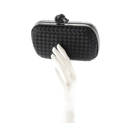 Bottega Veneta Satin Intreccio Impero Knot Clutch Black 2 of 6