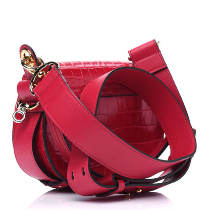 Chloe Calfskin Crocodile Embossed Small Tess Bag Crimson Pink 3 of 12