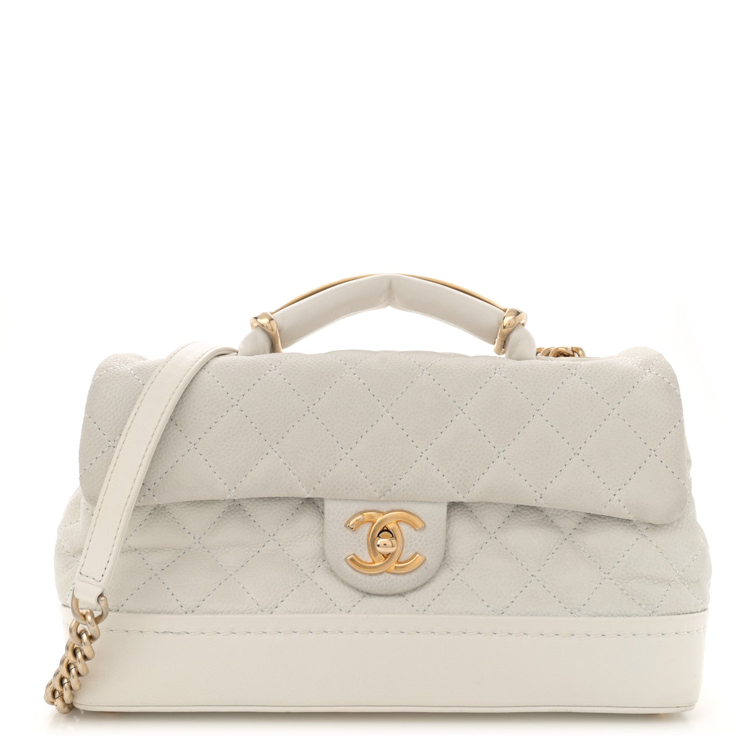 Chanel Iridescent Caviar Quilted Medium Globe Trotter Flap White 1 of 14