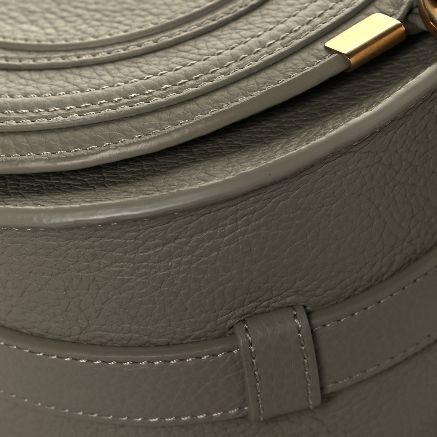 Calfskin Embroidery Mini Marcie Round Crossbody Bag Slate Green
