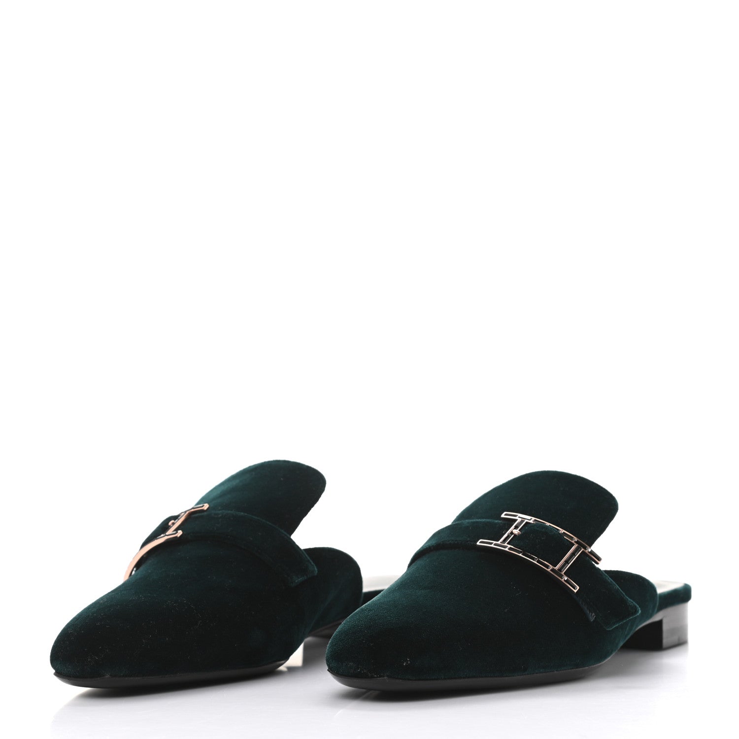 Hermes Velours Beauty Mules 36.5 Petrole 3 of 8