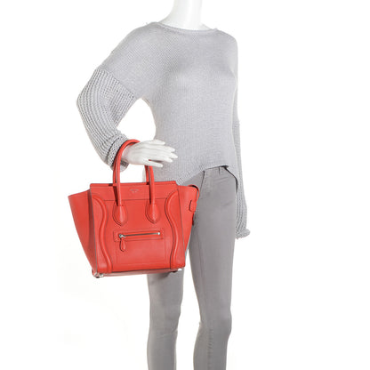 Celine Drummed Leather Micro Luggage Vermillion 2 of 8