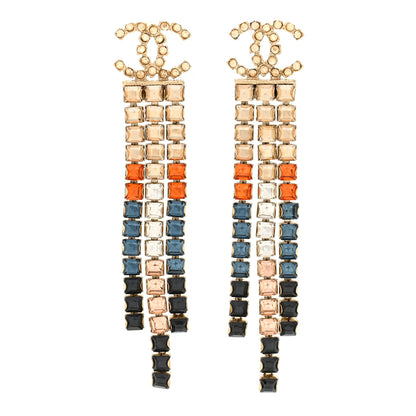 Chanel Baguette Crystal CC Drop Earrings Multi 1 of 5