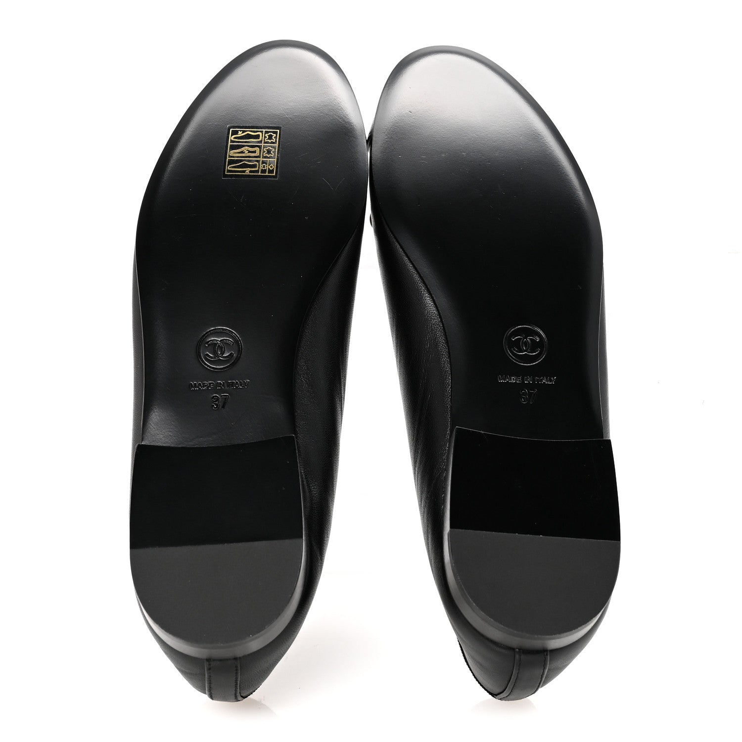 Chanel Lambskin CC Cap Toe Ballerina Flats 37 Black Dark Grey 6 of 10