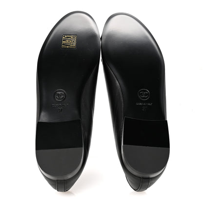 Chanel Lambskin CC Cap Toe Ballerina Flats 37 Black Dark Grey 6 of 10