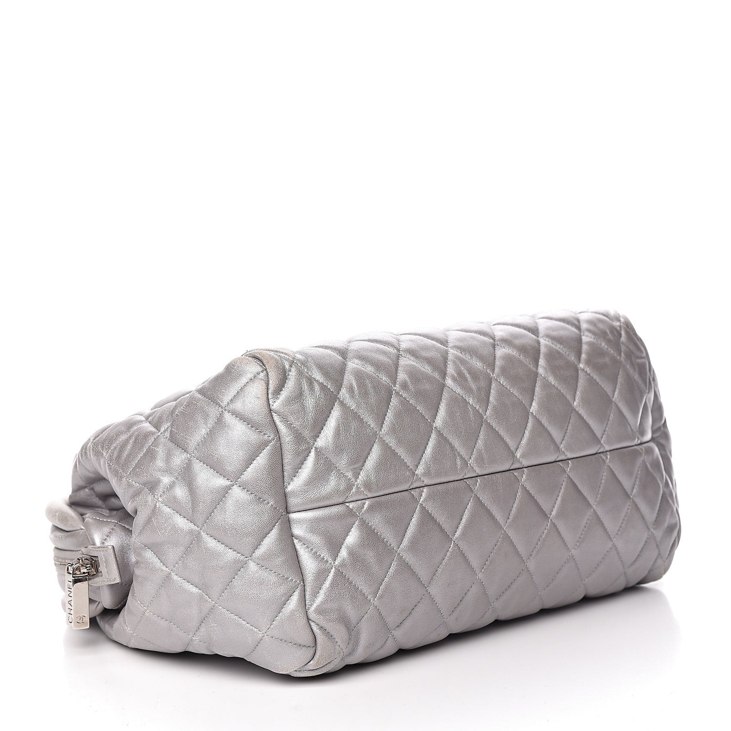 Metallic Lambskin Quilted Coco Cocoon Bowler Silver