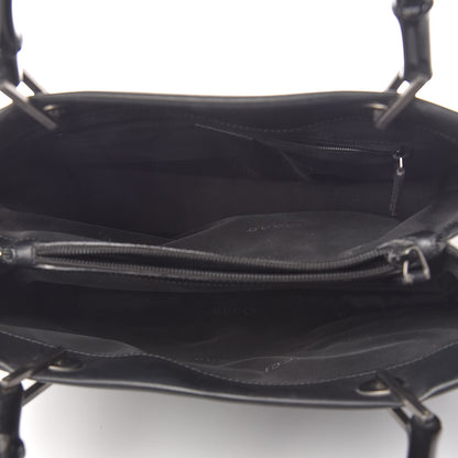 Gucci Calfskin Monogram Bamboo Handle Bag Black 5 of 11