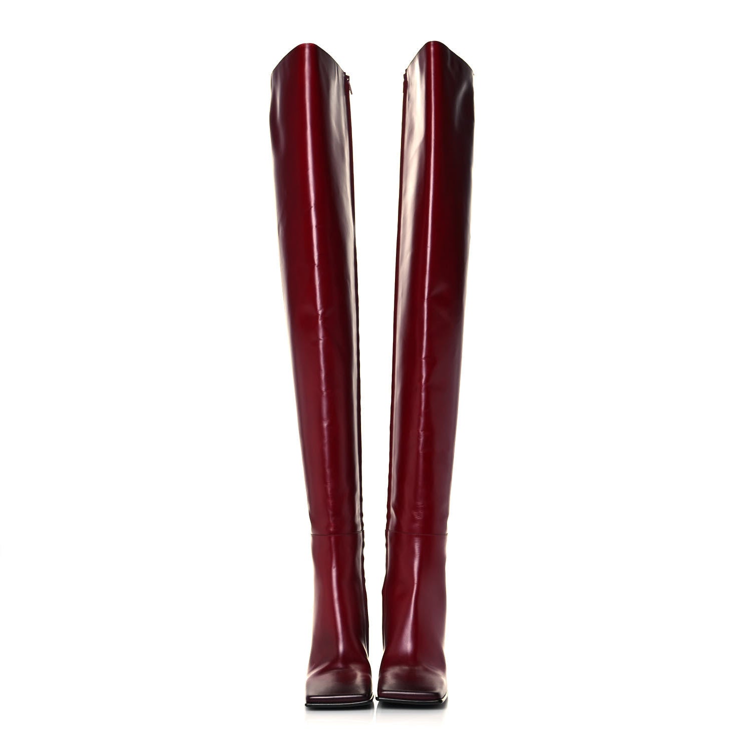 Balenciaga Calfskin Quadro Over The Knee Boots 38 Rouge 2 of 11