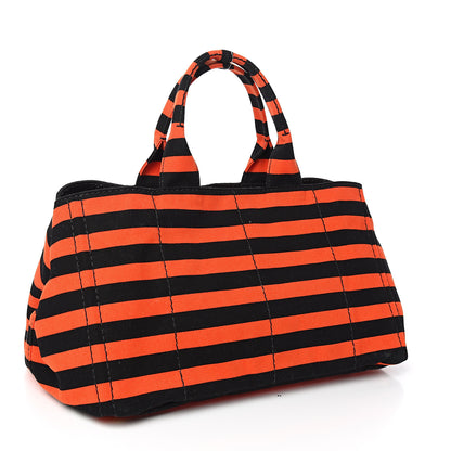 Prada Canapa Striped Tote Arancio 2 of 9