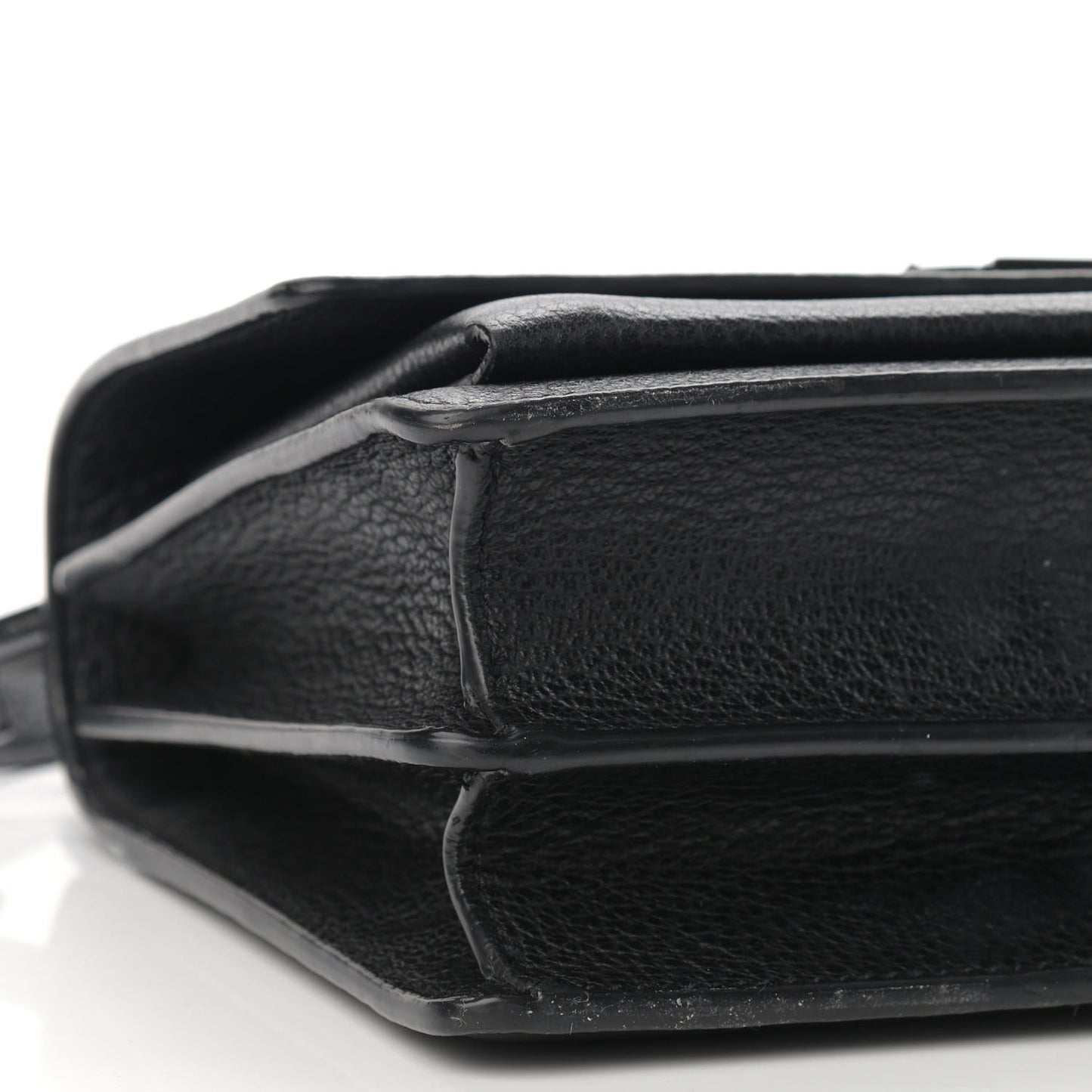 Grained Calfskin Medium Monogram Sunset Satchel Black