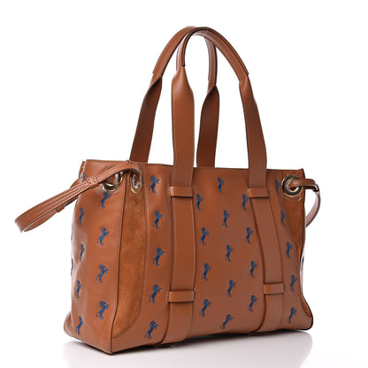 Chloe Smooth Calfskin Little Horses Embroidered Tao Zipped Tote Caramel 3 of 10