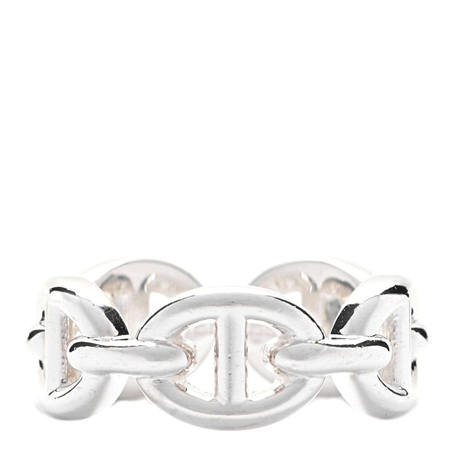 Hermes Sterling Silver PM Chaine d'Ancre Enchainee Band Ring 46 3.75 1 of 7