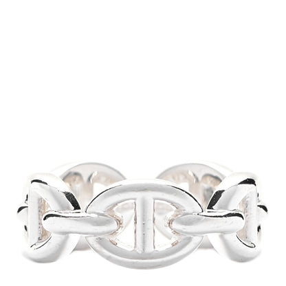 Hermes Sterling Silver PM Chaine d'Ancre Enchainee Band Ring 46 3.75 1 of 7