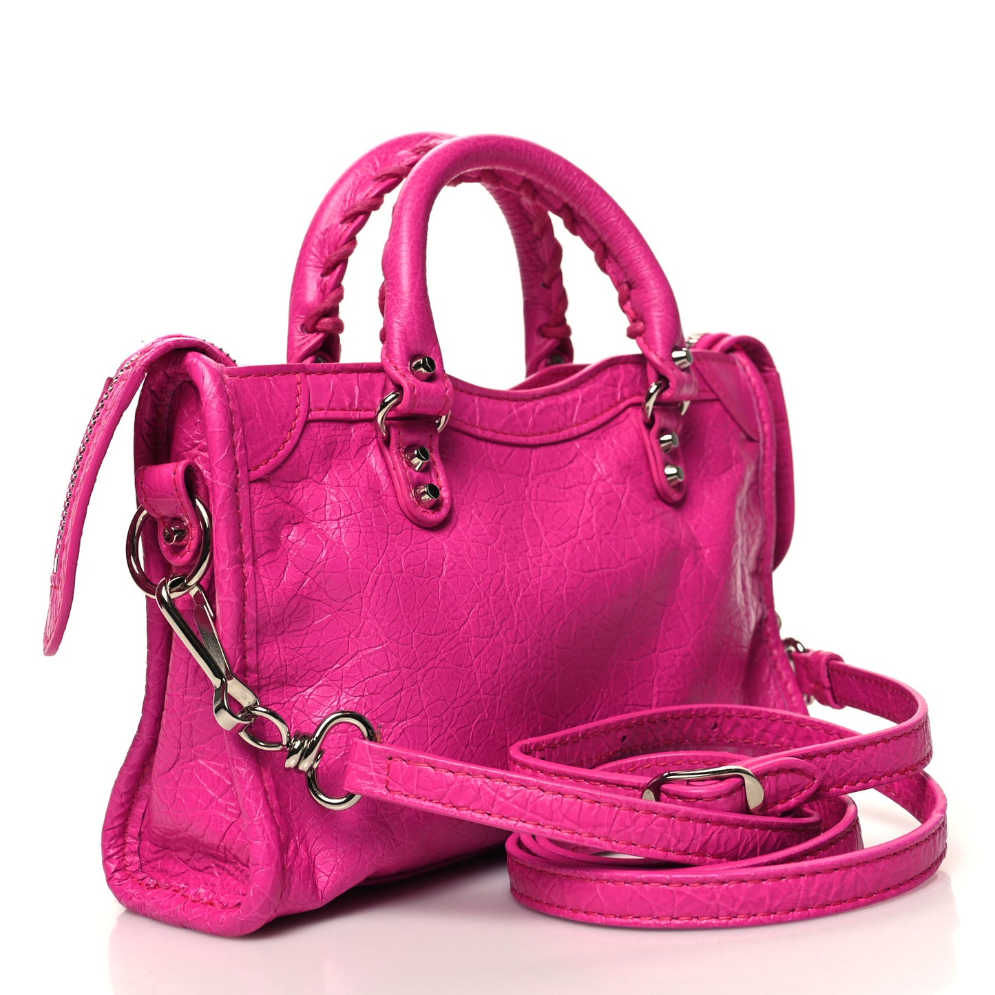 Agneau Classic Gold Hardware Nano City Fuchsia