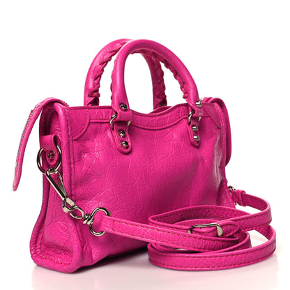 Balenciaga Agneau Classic Gold Hardware Nano City Fuchsia 4 of 11