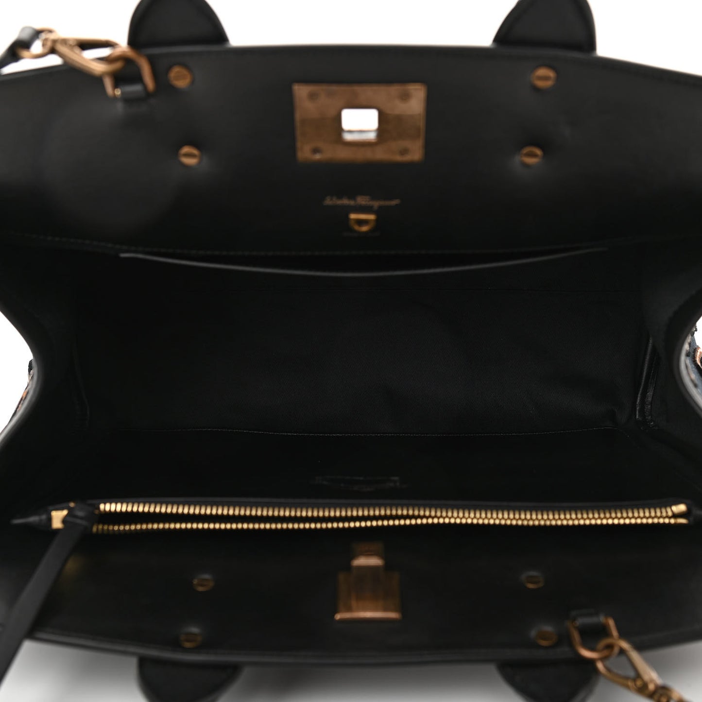 Embroidered Canvas Calfskin The Studio Bag Navy Black