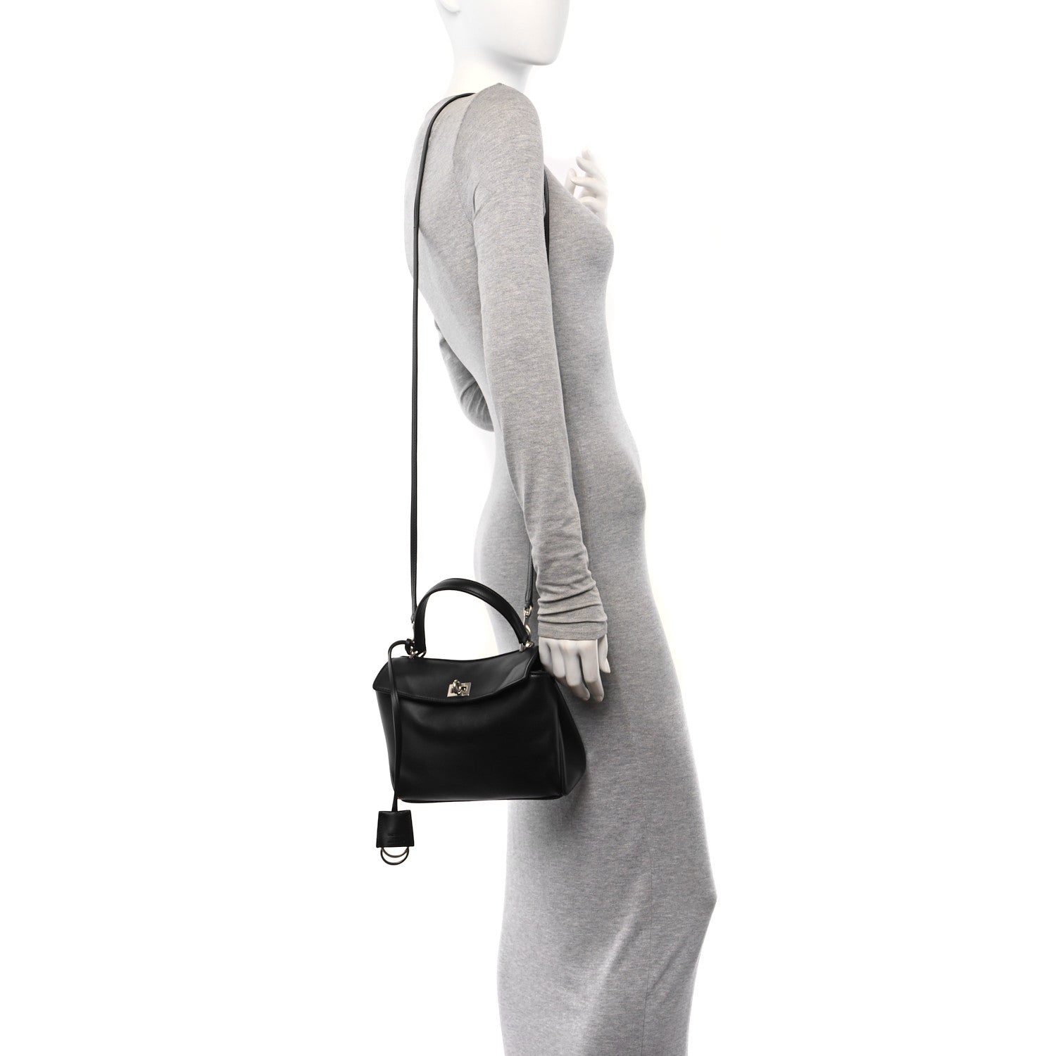 Balenciaga Natural Smooth Calfskin Mini Rodeo Top Handle Handbag Black 2 of 10